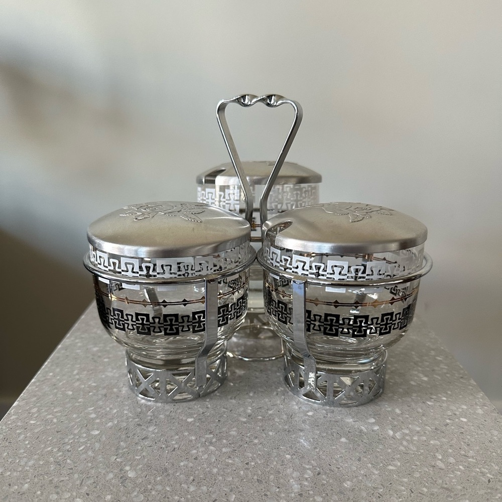 MCM Libbey Propagation Station Condiment Caddy Set of 3 Vintage Serveware